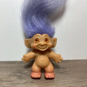 1960s Troll Doll Long Purple Mohair Spiral Eyes Collectible Toy Scandia House